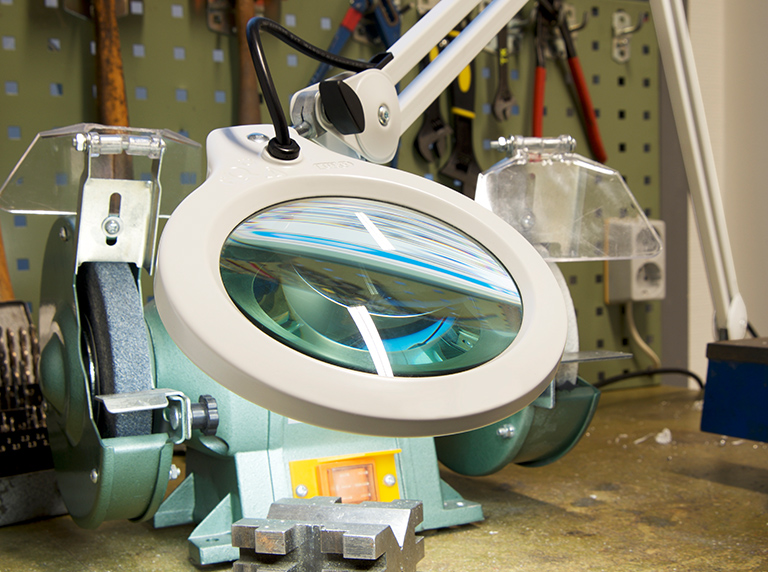 LFM LED bench magnifier metal inspection