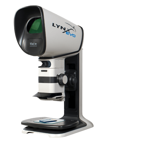 Lynx EVO ergonomic microscope with Queens Award for Innovation logo